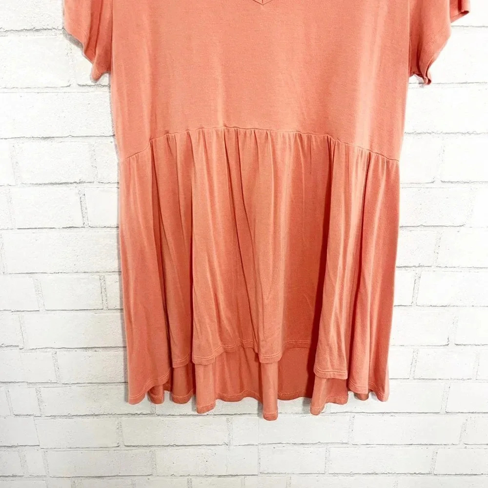 Torrid Salmon/Orange High Low Baby Doll Tunic Tee with Strappy Front Women's 0X - Picture 4 of 8